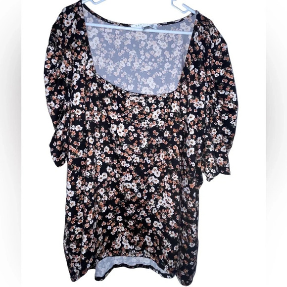 Socialite Curve Blouse Floral Short Sleeve Baby Doll Top Size 5x Bohemian Spring - Picture 1 of 6